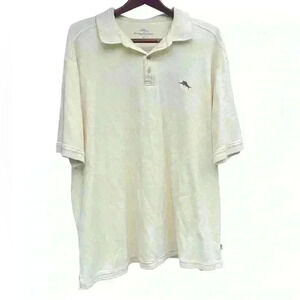 Tommy Bahama Supina Cotton Short Sleeve Polo Shirt Yellow Size XXL EUC